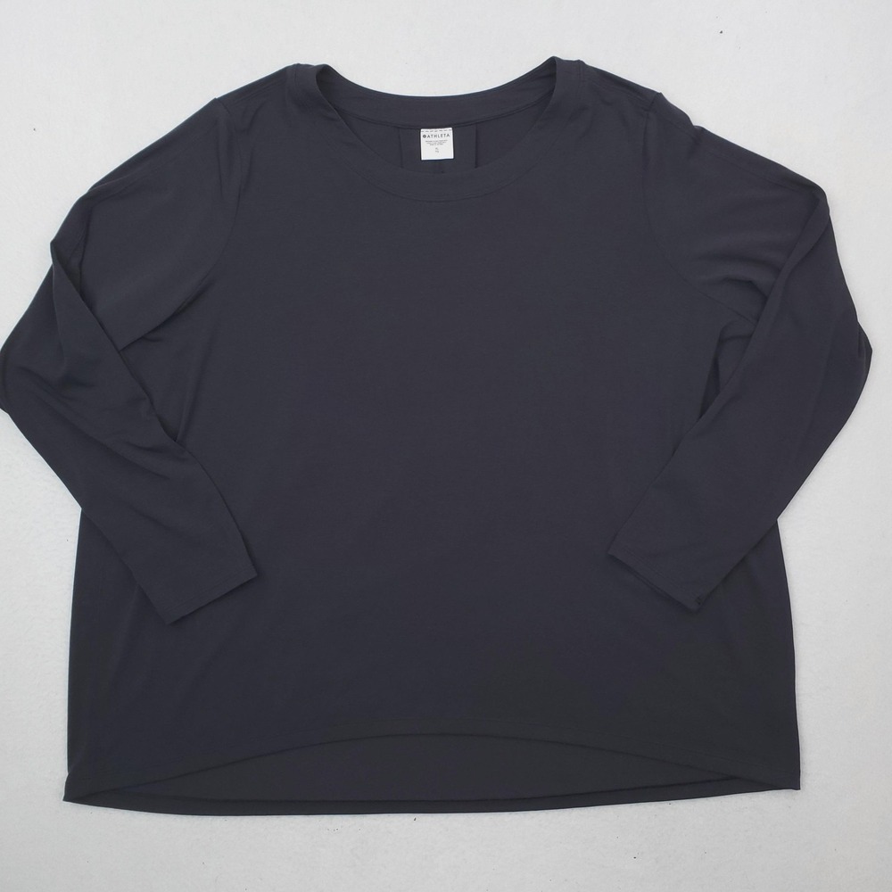 Athleta Shirt Womens XL Black Long Sleeve Oversized Relaxed Fit Stretch Athletic - Picture 1 of 9